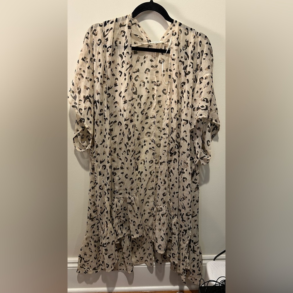 Umgee Animal Print Open Sheer Duster/Kimono Size S/M